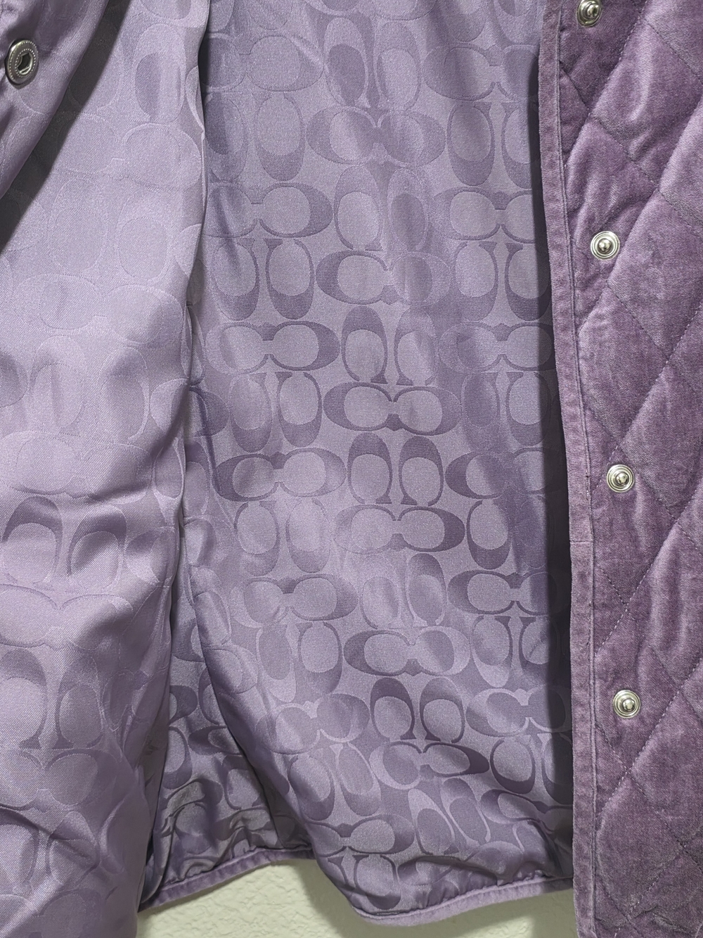 Coach Women's Quilted Velvet Jacket in Lavender Size Med - Picture 7 of 9